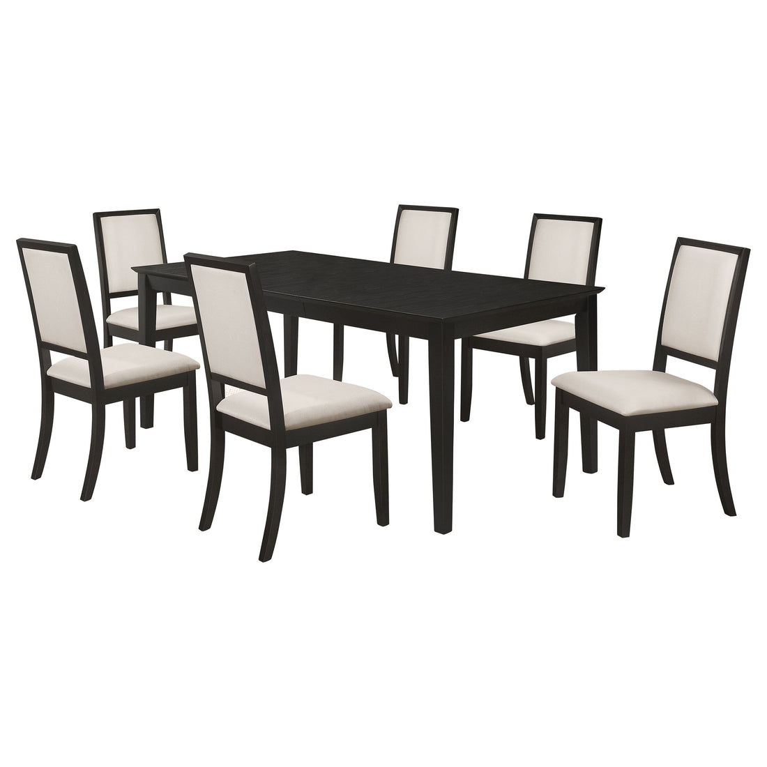 Louise 7-piece Rectangular Extension Leaf Dining Set - Black