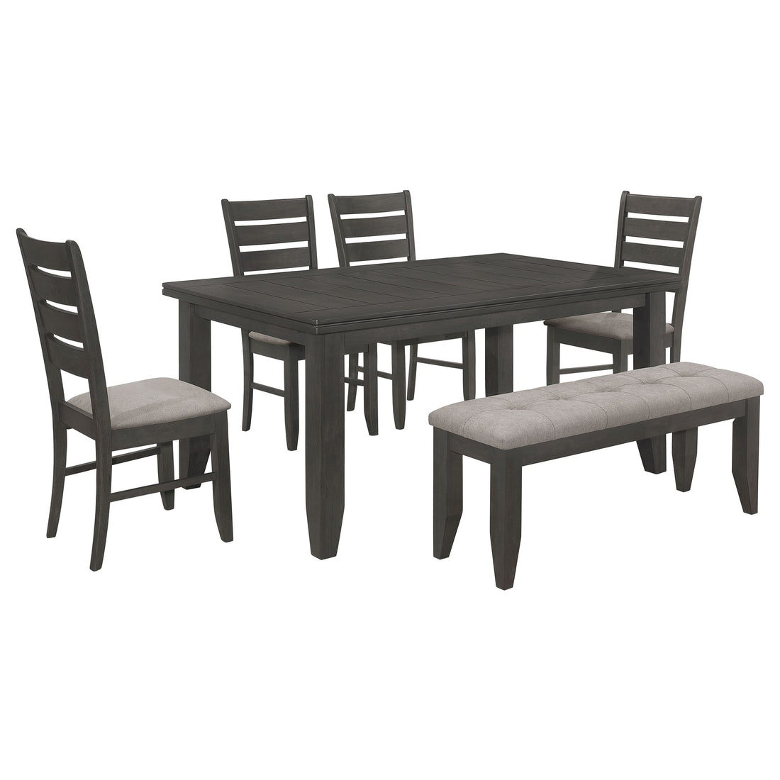 Dalila 6-piece Rectangular Dining Table Set - Dark Grey