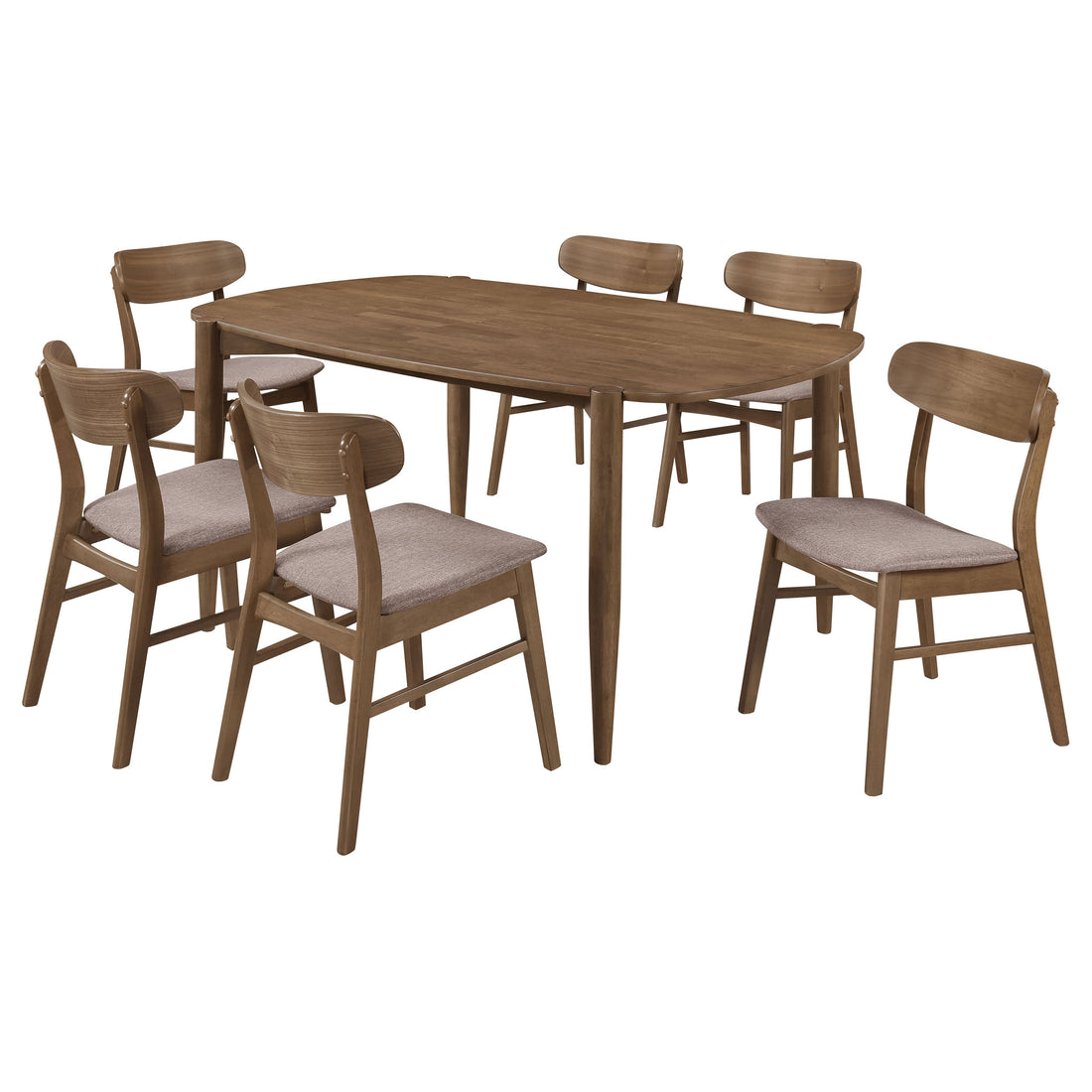 Dortch 7-piece Oval Solid Wood Dining Set - Walnut
