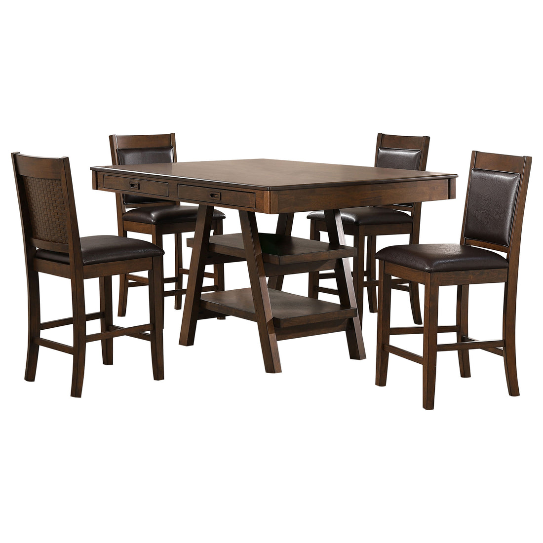 Dewey 5-piece Rectangular Dining Table Set - Walnut