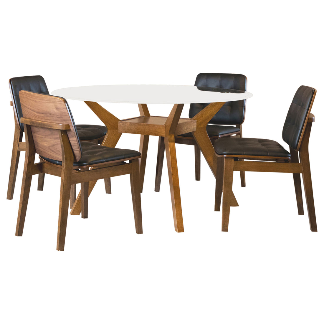 Paxton 5-piece Round Glass Top Dining Table Set - Brown