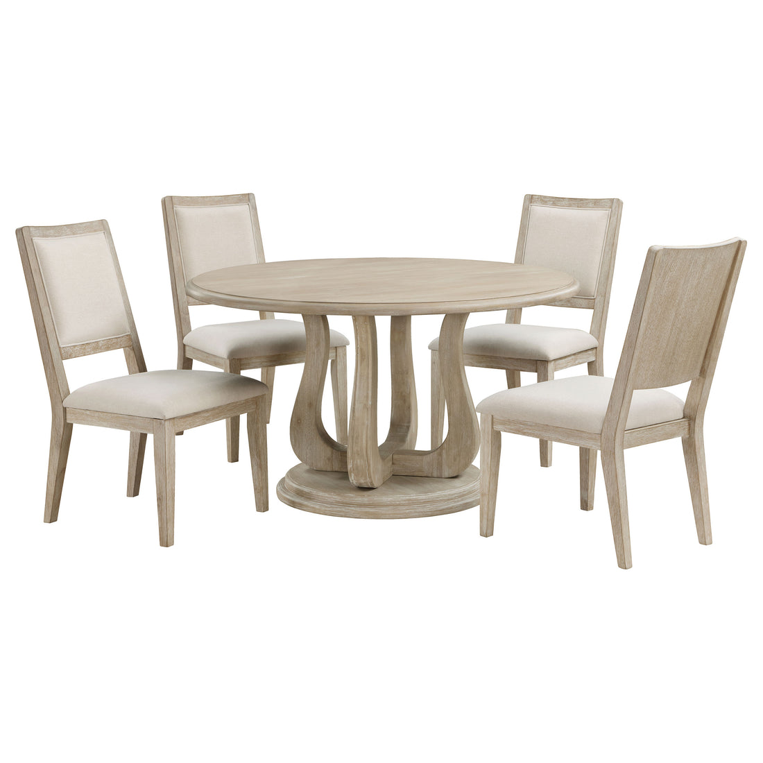 Trofello 5-piece Round Dining Table Set - White Washed