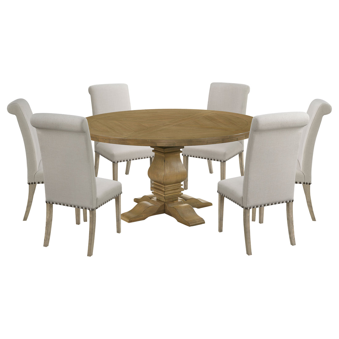 Florence 7-piece Round Dining Table Set - Rustic Honey