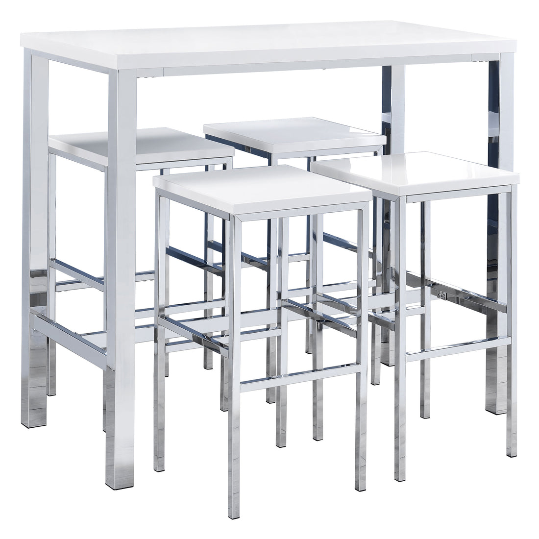 Natividad 5-piece Pub Height Bar Table Set - White High Gloss