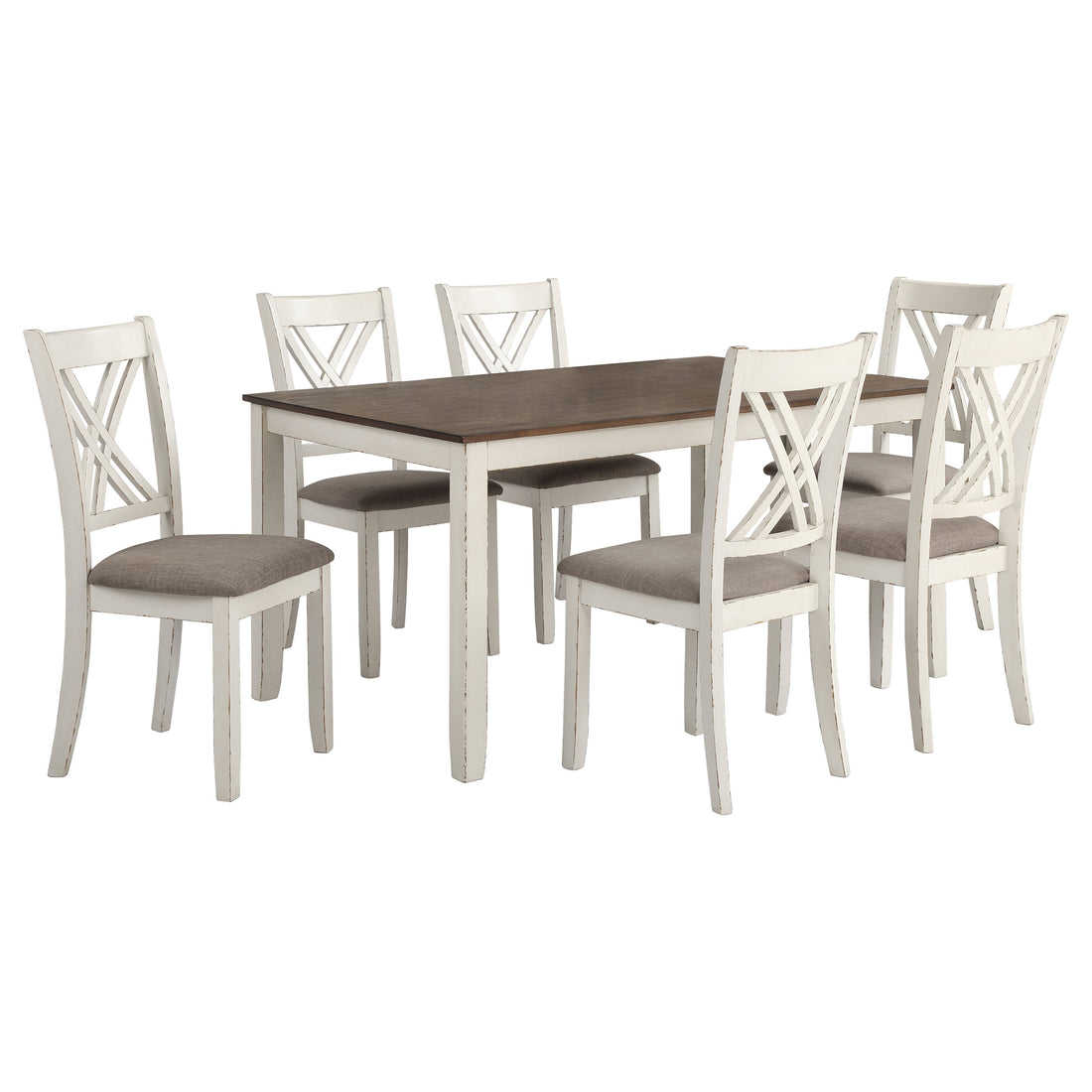 Fortress 7-piece Rectangular Dining Set - Vintage Vanilla