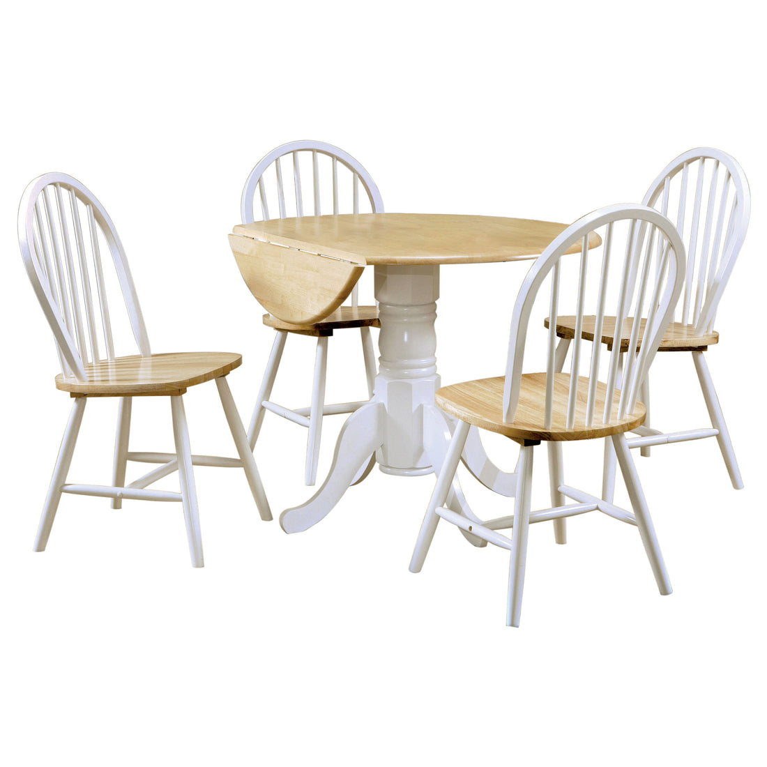Allison 5-piece Round Drop Leaf Dining Table Set - White