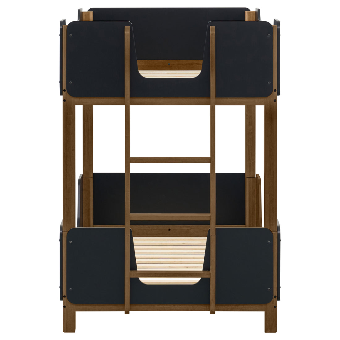 Morris Twin Over Twin Wood Bunk Bed Black and Walnut