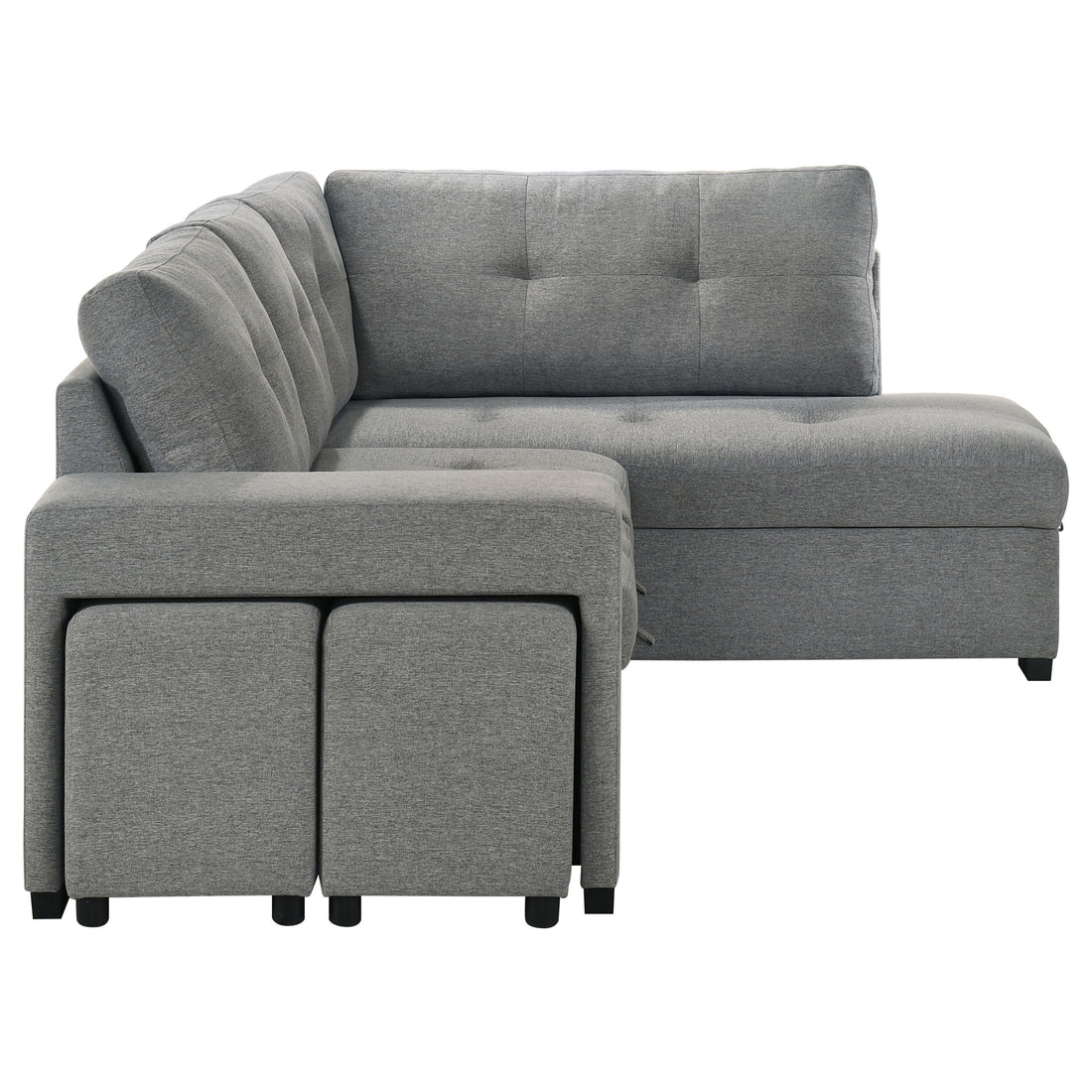 Roanne Fabric Upholstered Sleeper Sectional Sofa - Grey