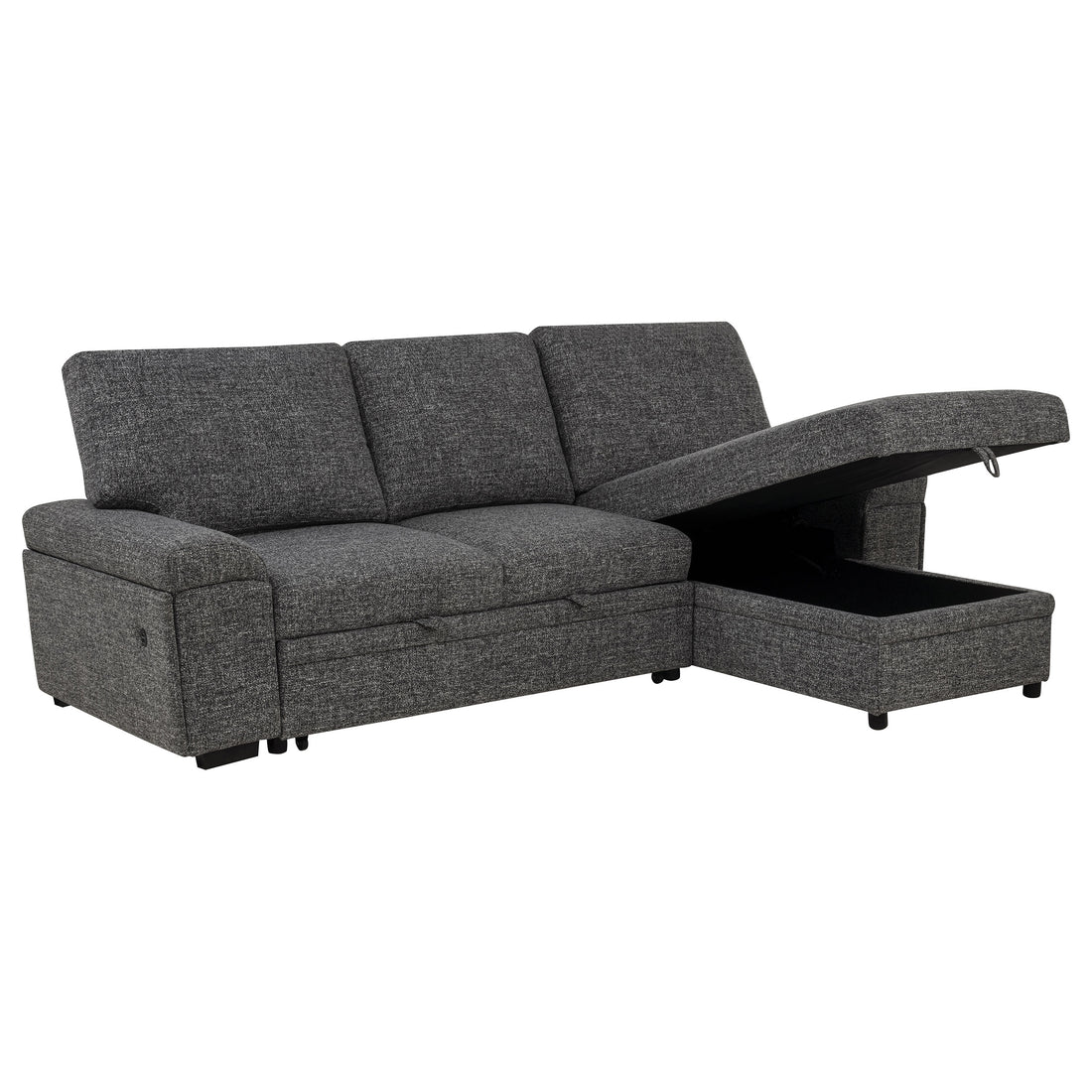 Demko Sleeper Sectional Sofa with Speaker and Storage Chaise - Granite
