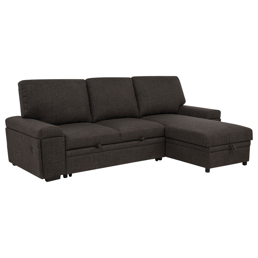 Demko Sleeper Sectional Sofa with Speaker and Storage Chaise - Brown