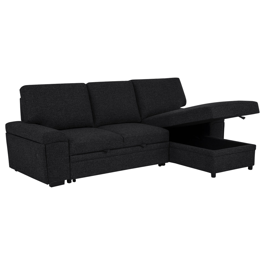Demko Sleeper Sectional Sofa with Speaker and Storage Chaise - Black
