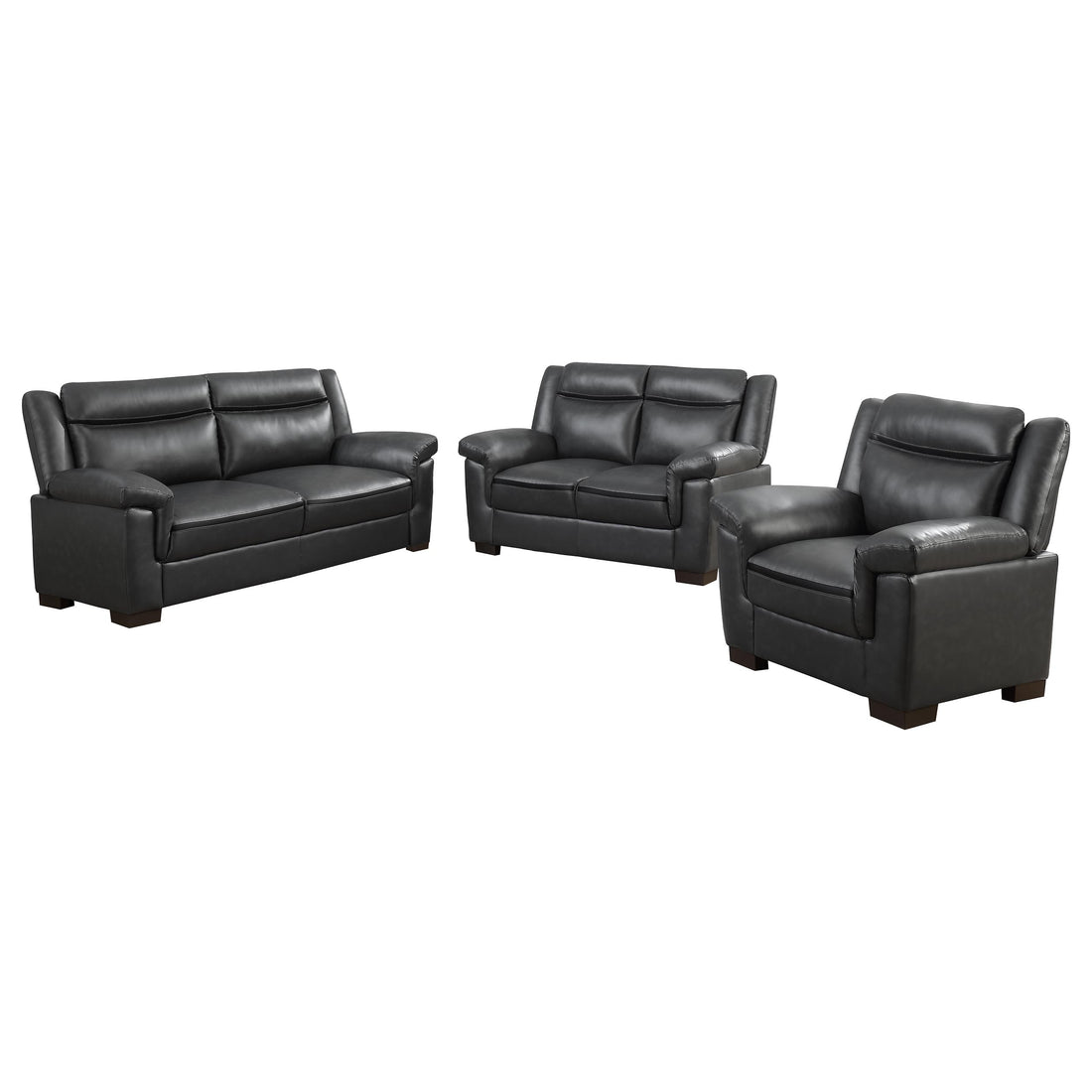 Arabella 3-piece Upholstered Padded Arm Sofa Set - Grey
