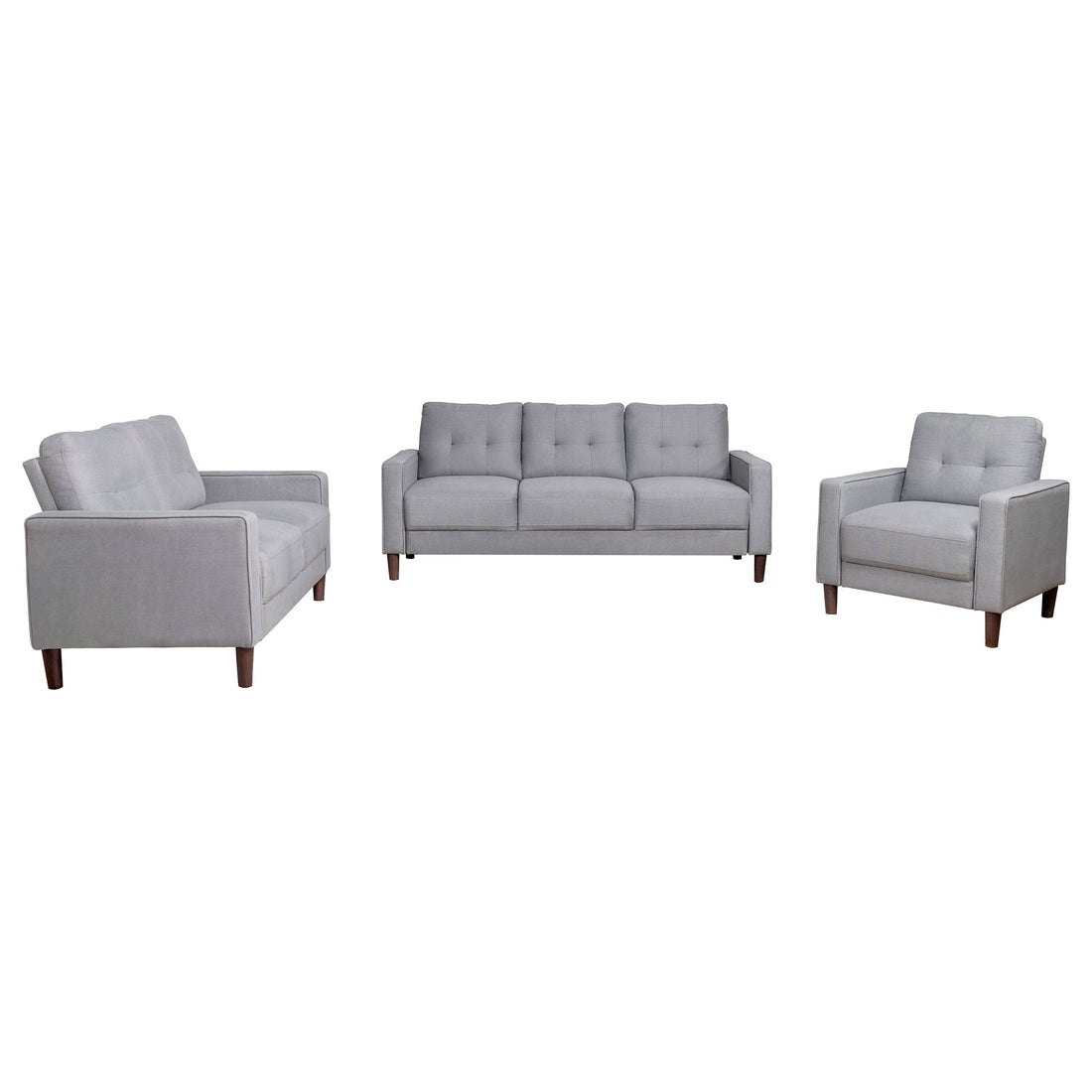 Bowen 3-piece Upholstered Track Arm Tufted Sofa Set - Grey