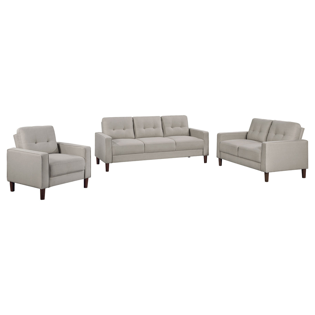 Bowen 3-piece Upholstered Track Arm Tufted Sofa Set - Beige