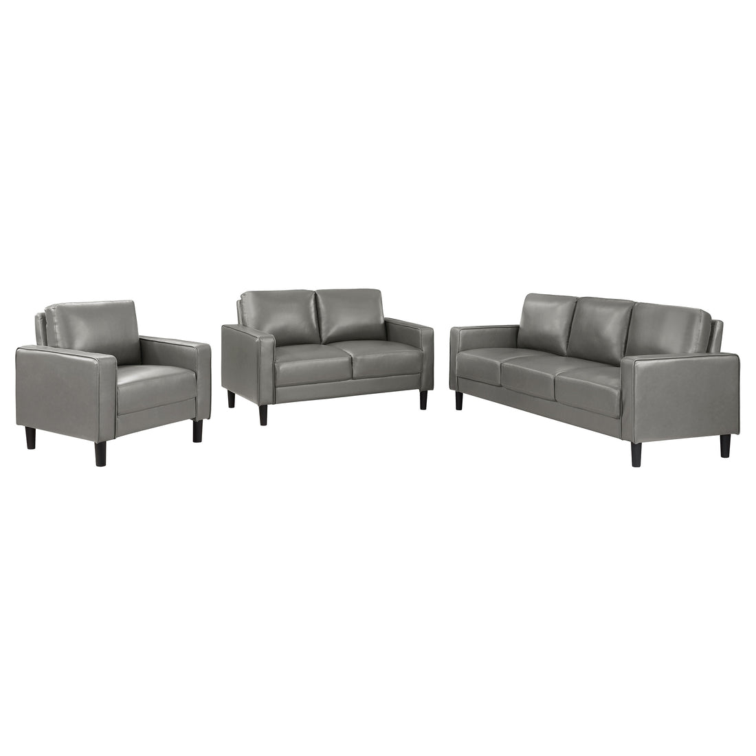 Ruth 3-piece Upholstered Track Arm Sofa Set - Grey