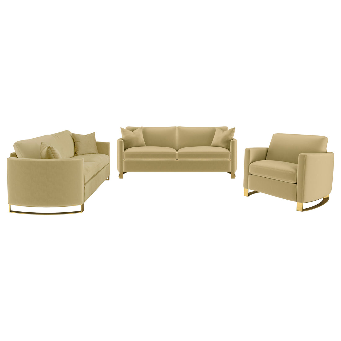 Corliss 3-piece Velvet Upholstered Sofa Set - Camel