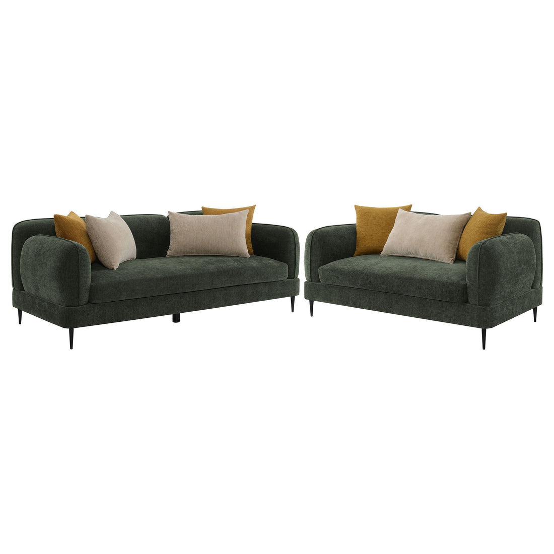 Jade 2-piece Chenille Upholstered Sofa Set - Green