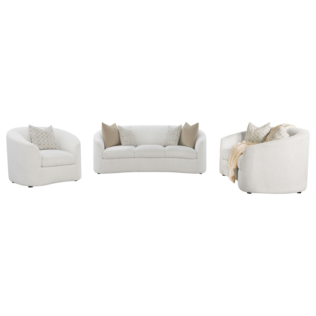 Rainn 3-piece Boucle Upholstered Sloped Arm Sofa Set - Latte