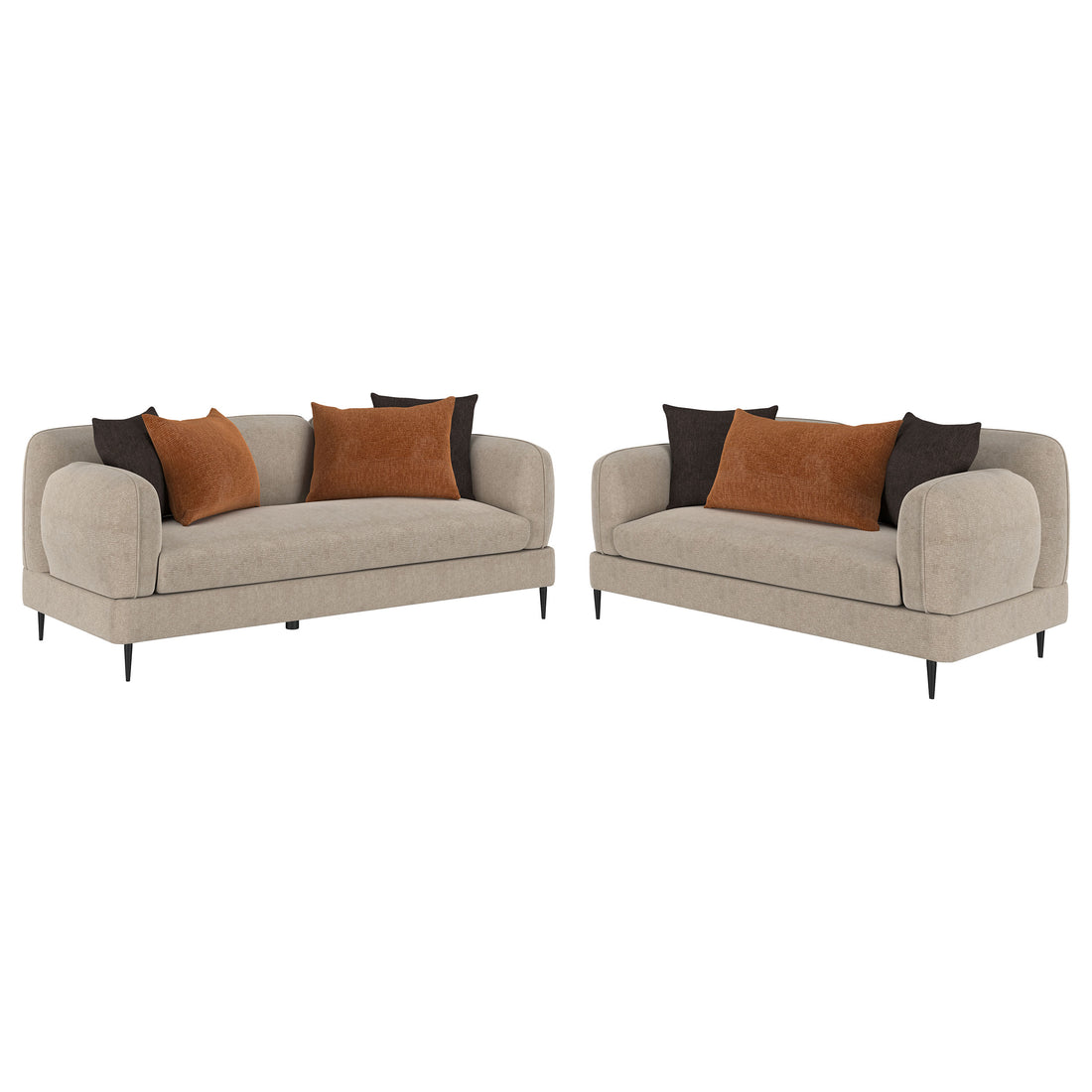 Jade 2-piece Chenille Upholstered Sofa Set - Latte
