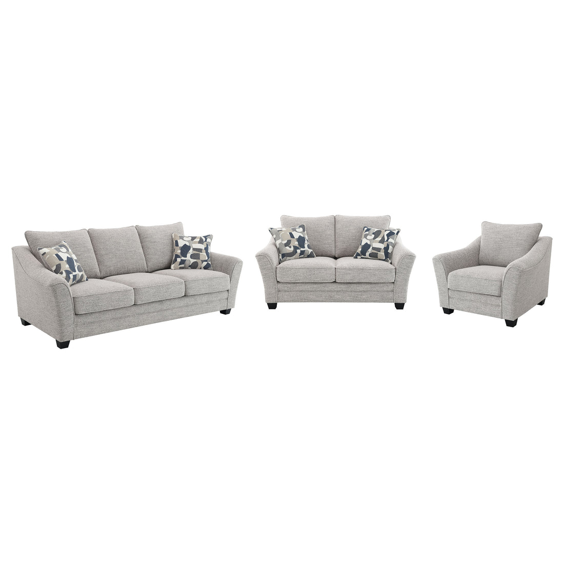 Tomkins 3-piece Boucle Upholstered Sofa Set - Light Grey