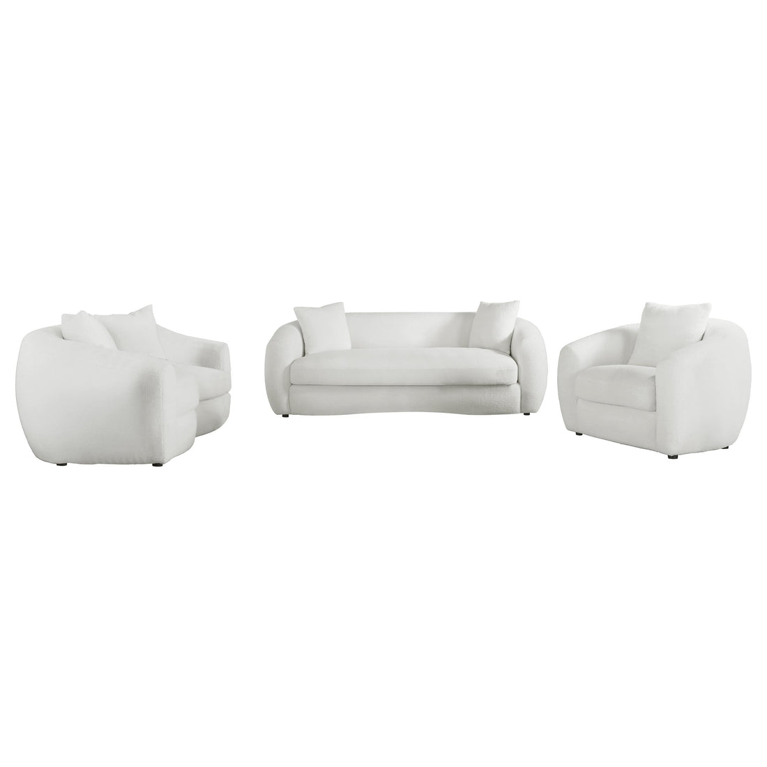 Isabella 3-piece Faux Sheepskin Upholstered Sofa Set - Ivory