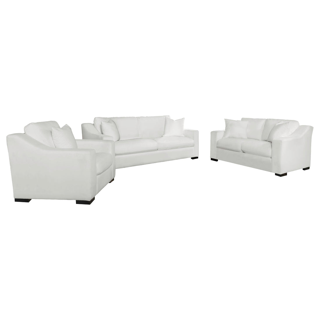Ashlyn 3-piece Upholstered Sloped Arm Sofa Set - White