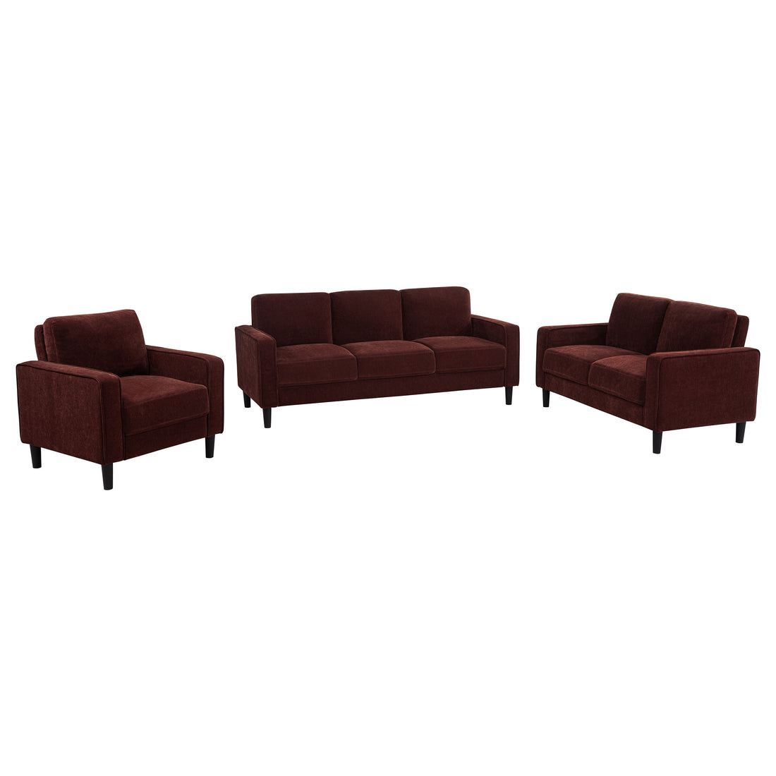 Ruth 3-piece Fabric Upholstered Track Arm Sofa - Rust Red