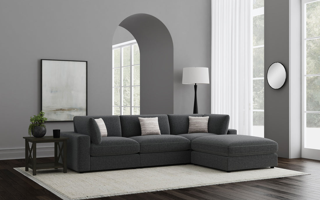Serene 4-piece Upholstered Modular Sectional Sofa - Charcoal
