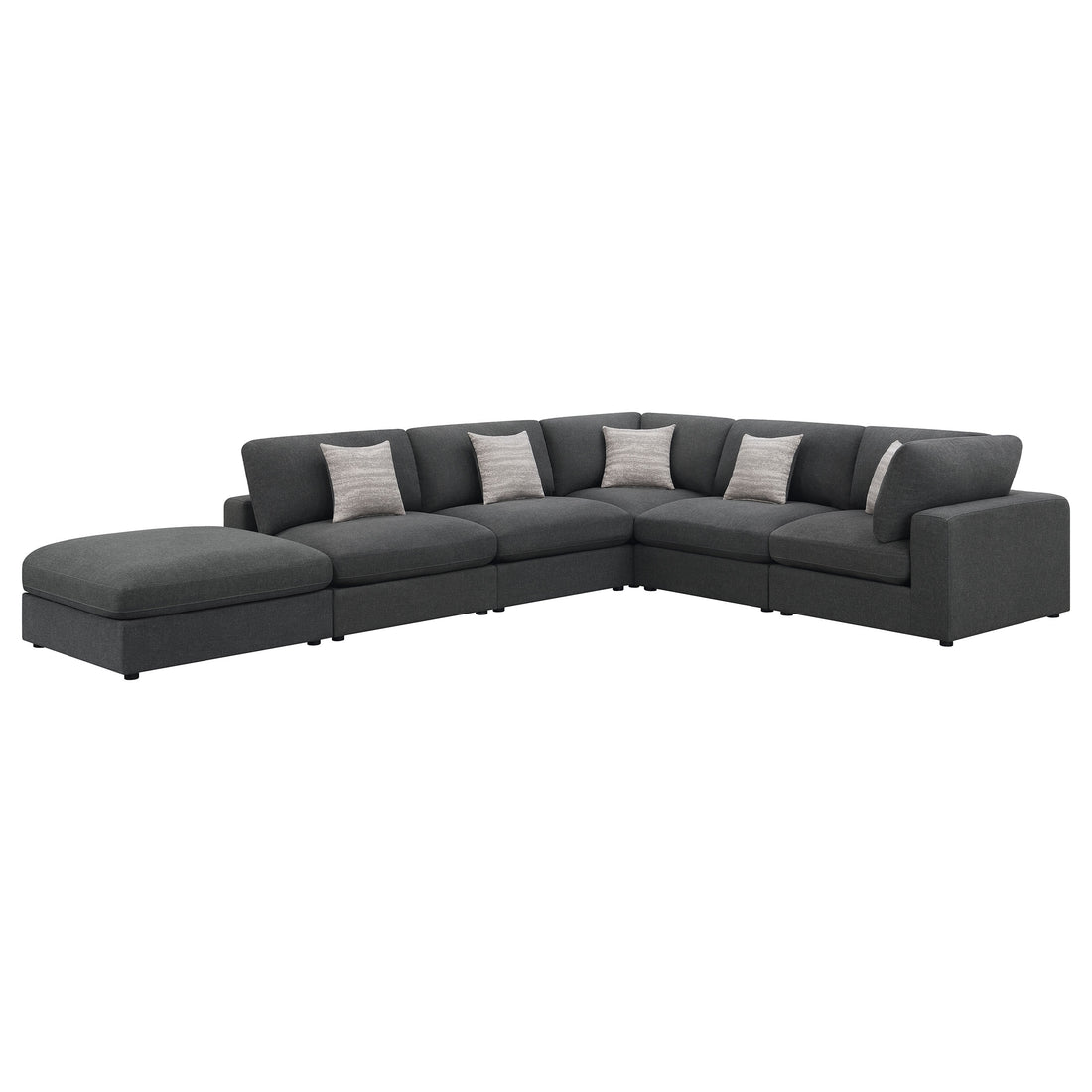 Serene 6-piece Upholstered Modular Sectional Sofa - Charcoal