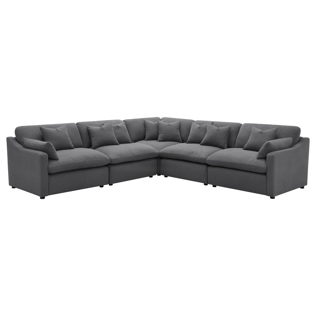 Hobson 5-piece Upholstered Modular Sectional Sofa - Charcoal