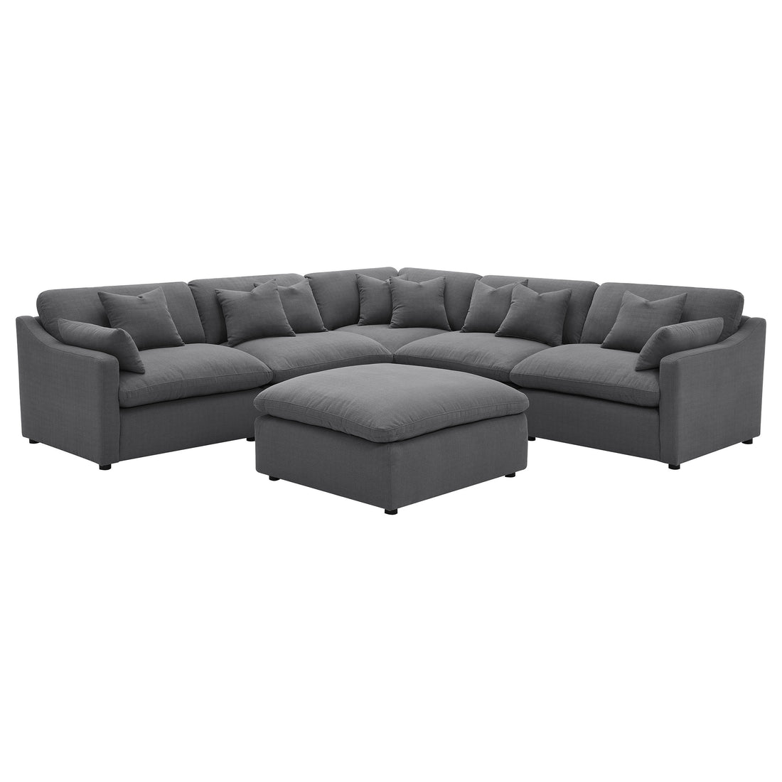 Hobson 6-piece Upholstered Modular Sectional Sofa - Charcoal