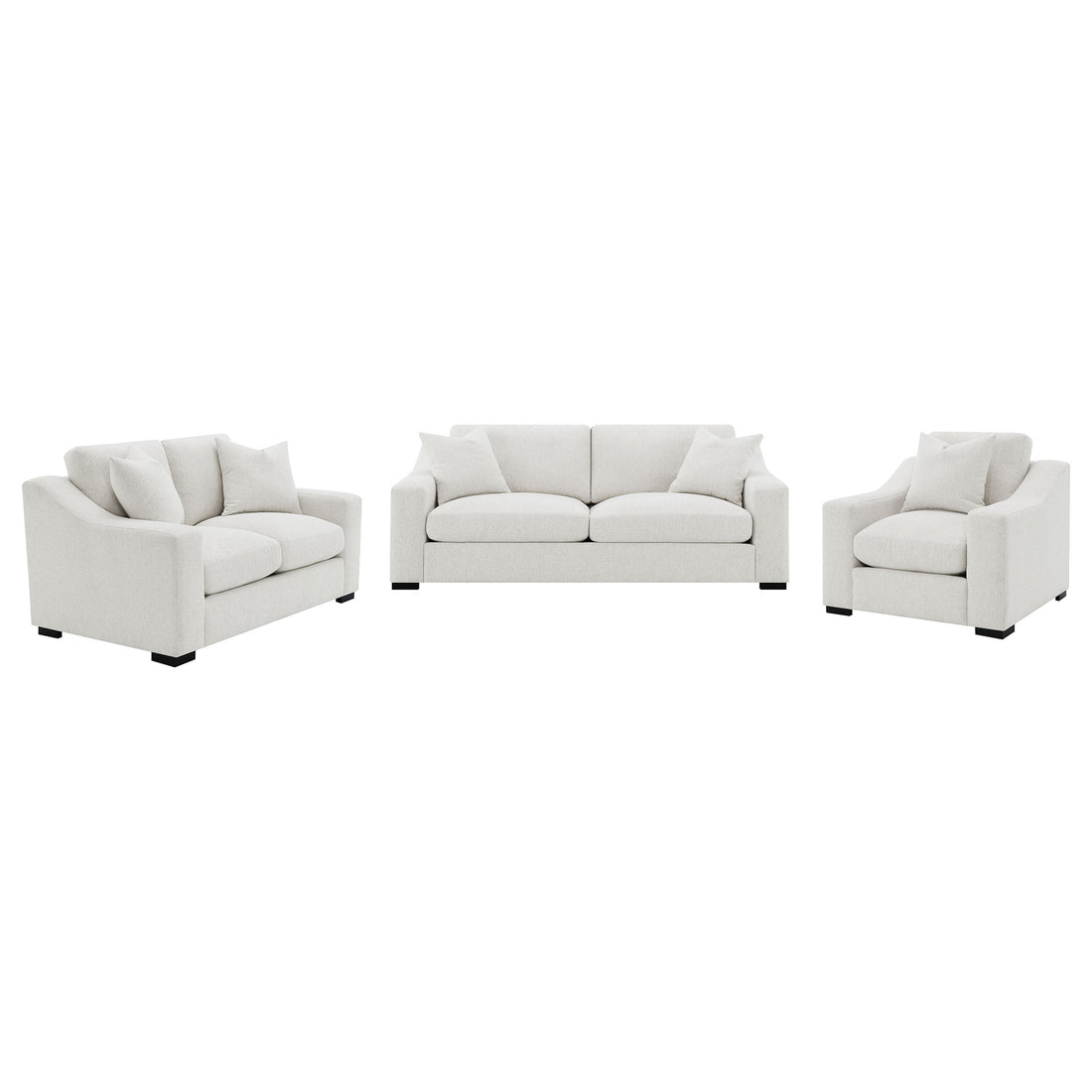 Ashlyn 3-piece Upholstered Track Arm Sofa Set - Sand