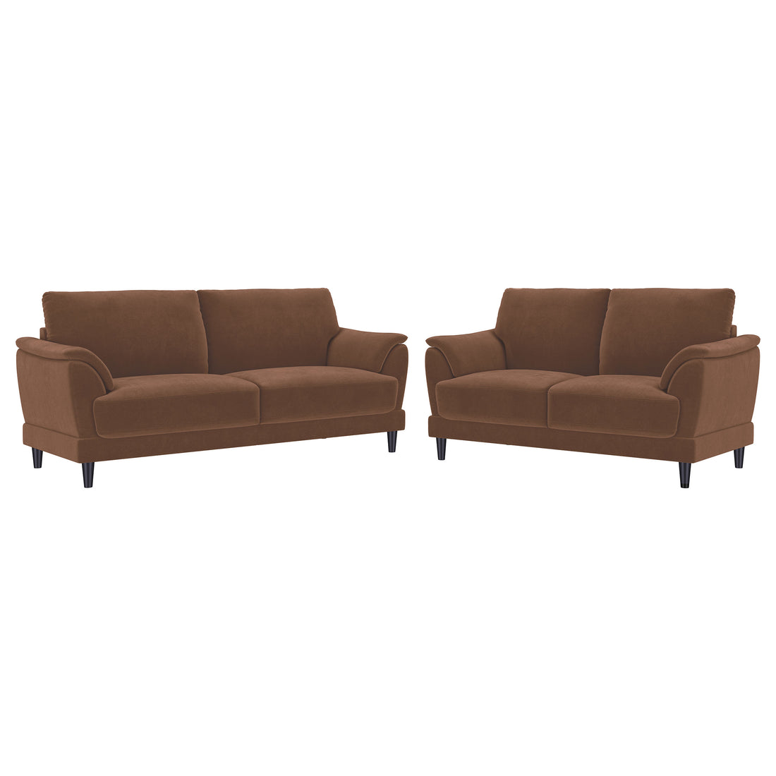 Selma 2-piece Velvet Upholstered Crescent Arm Sofa Set - Rust