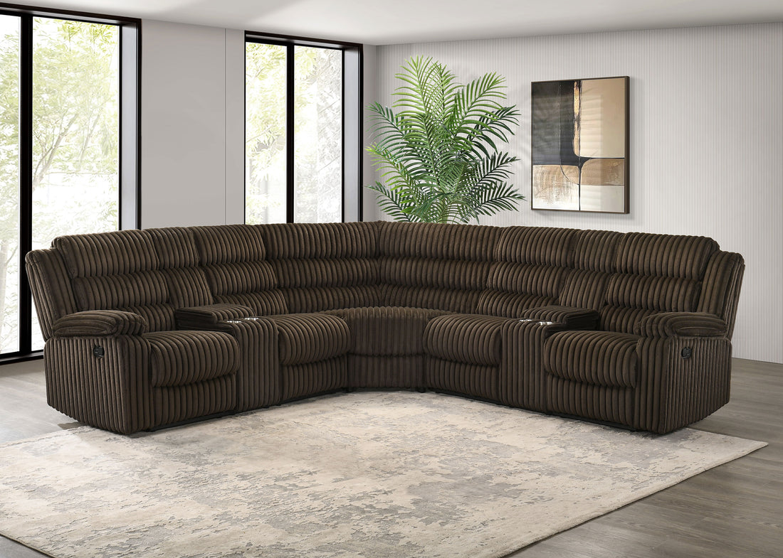 Atkinson Upholstered Reclining Sectional Sofa - Chocolate