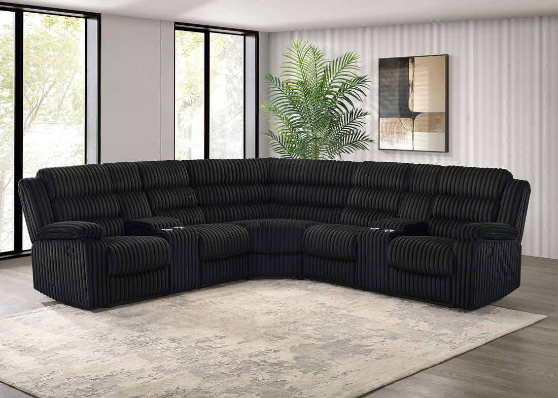 Atkinson Upholstered Reclining Sectional Sofa - Black