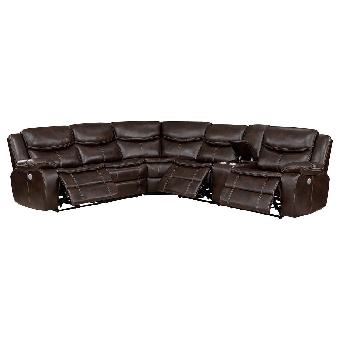Sycamore Upholstered Power Reclining Sectional Sofa - Brown