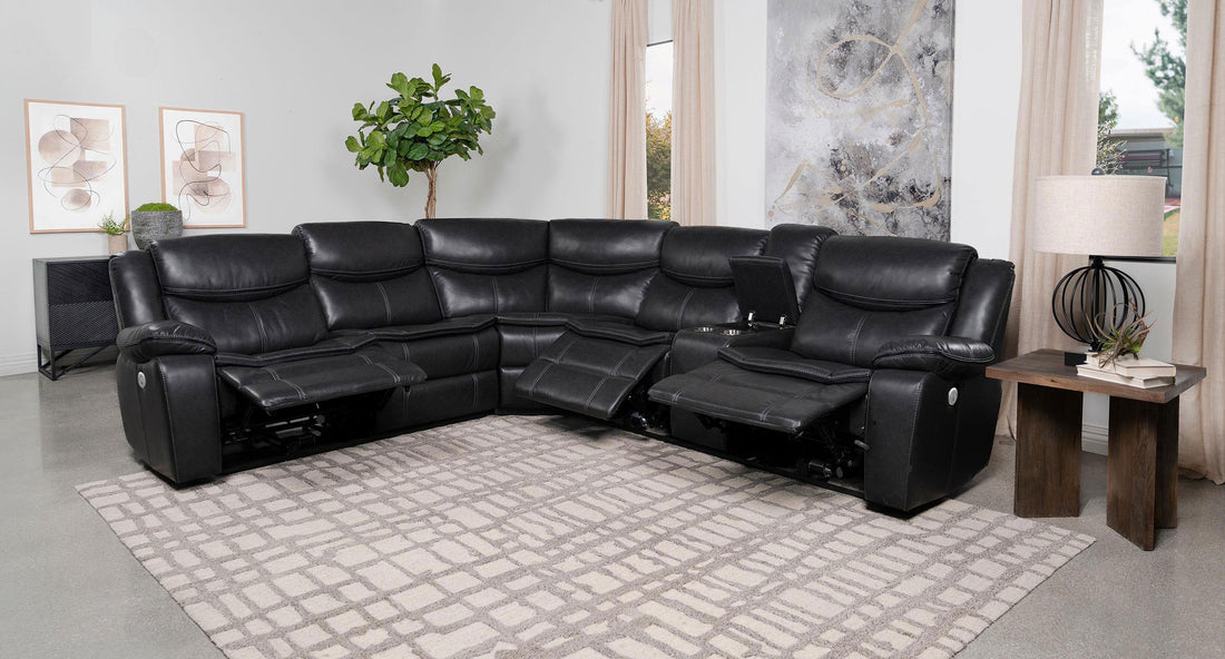 Main product image Sycamore Upholstered Power Reclining Sectional Sofa - Dark Grey