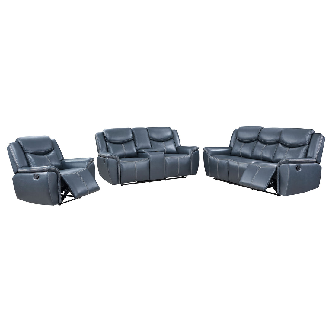 Sloane 3-piece Upholstered Reclining Sofa Set - Blue