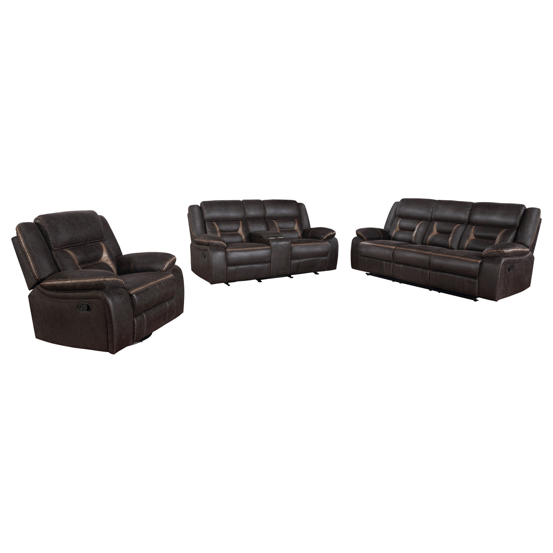 Greer 3-piece Upholstered Reclining Sofa Set - Brown