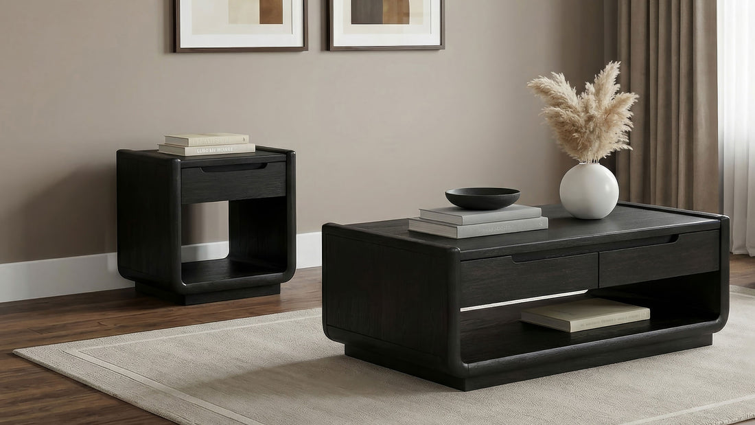 Leandro Wood Cocktail Coffee Table Burnished Black