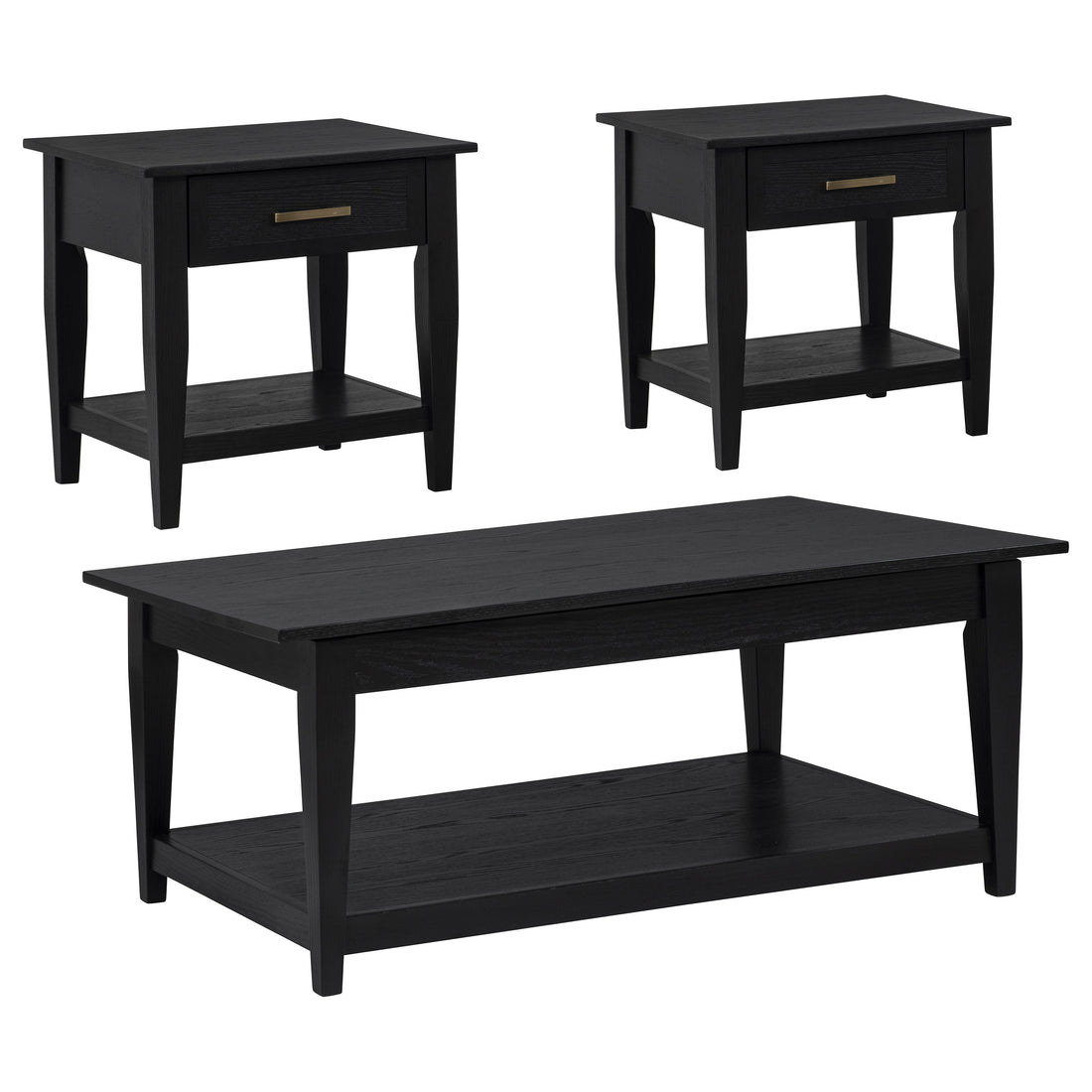 Lindenton Wood Lift-Top Coffee and End Table Set Black