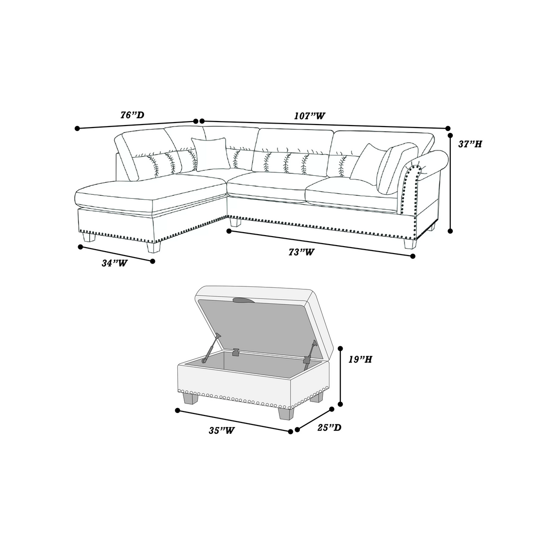 3-Pcs Sectional Set