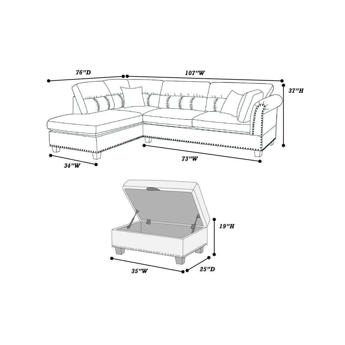 3-Pcs Sectional Set