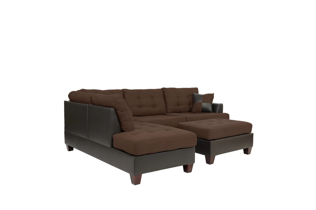 3pc Reversible Sectional Sofa Set W/ Ottoman