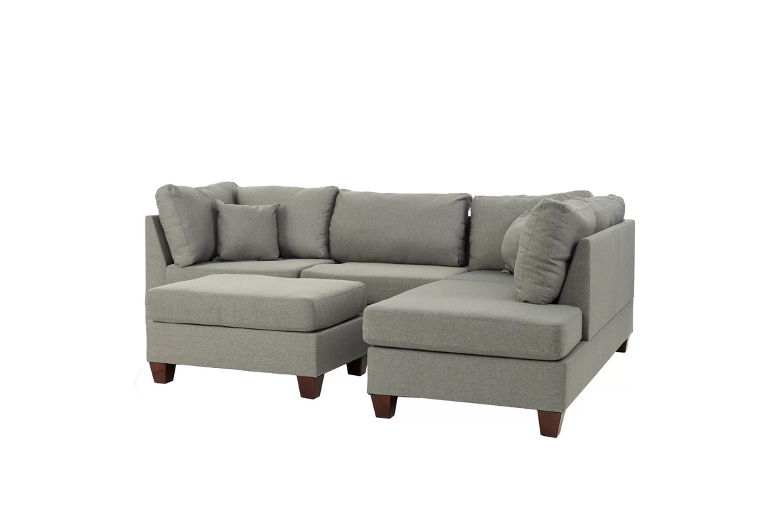 3pc Reversible Sectional Sofa Set W/ Ottoman