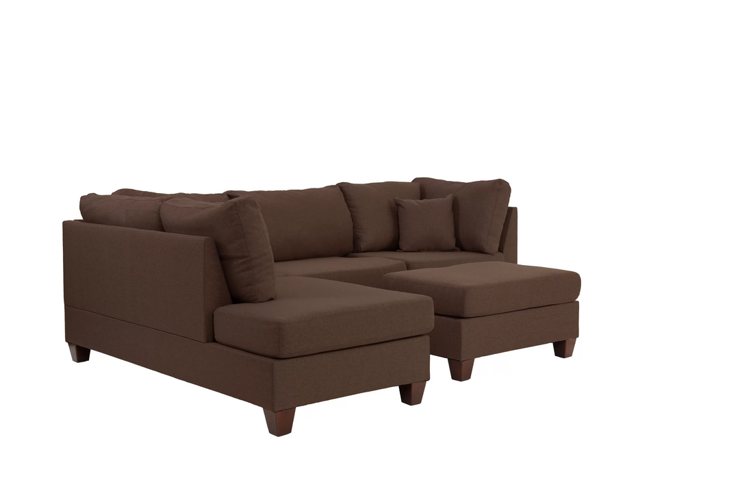 3pc Reversible Sectional Sofa Set W/ Ottoman