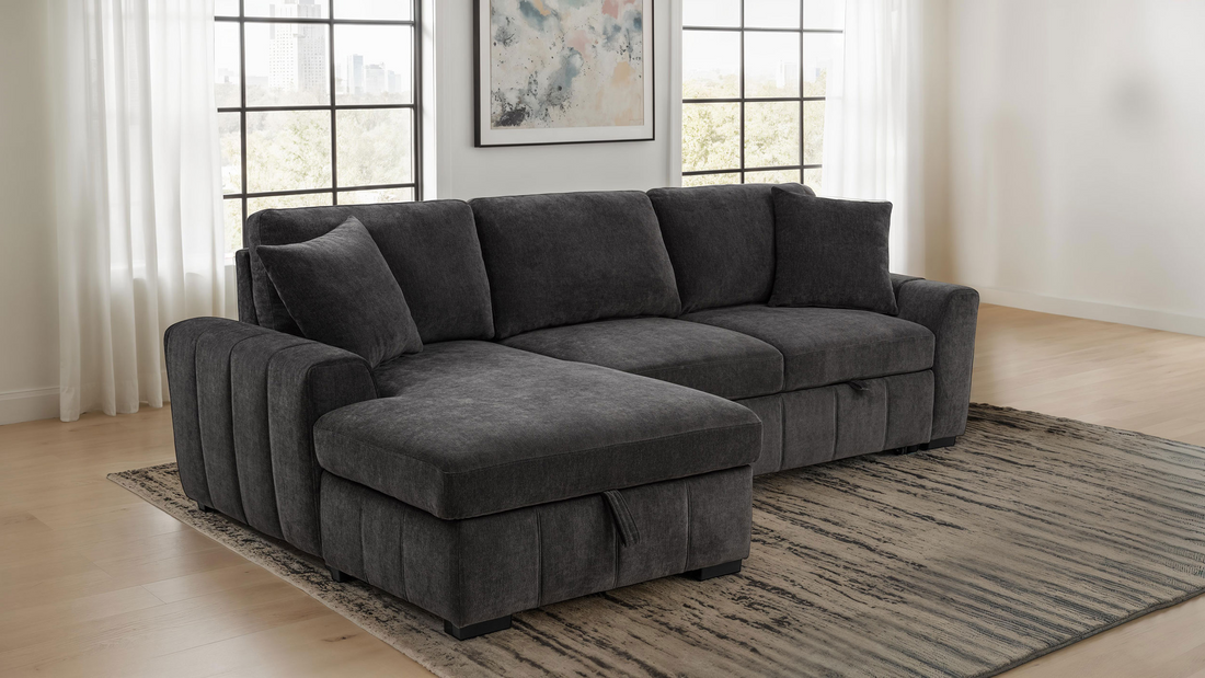 Pastrana Upholstered Sleeper Sectional Sofa - Charcoal Grey