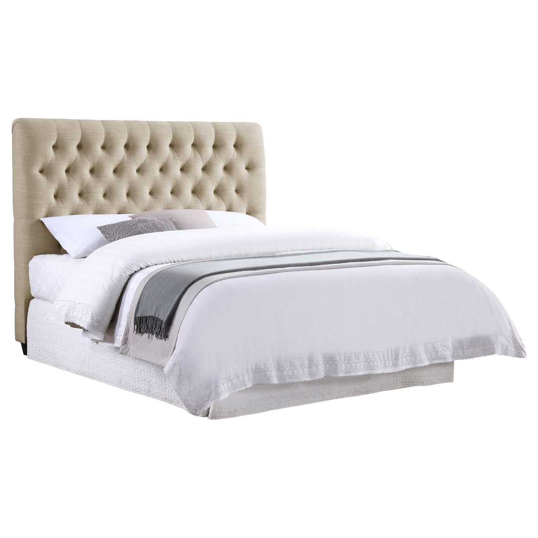 Chloe Upholstered California King Panel Headboard Oatmeal
